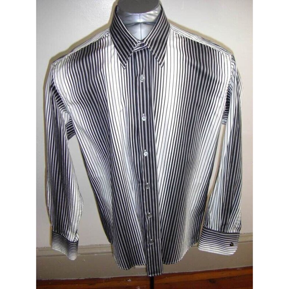 TED BAKER BLACKWHITE STRIPD SHIRT SIZE 4 LARGE (16.5,34-35) RARE